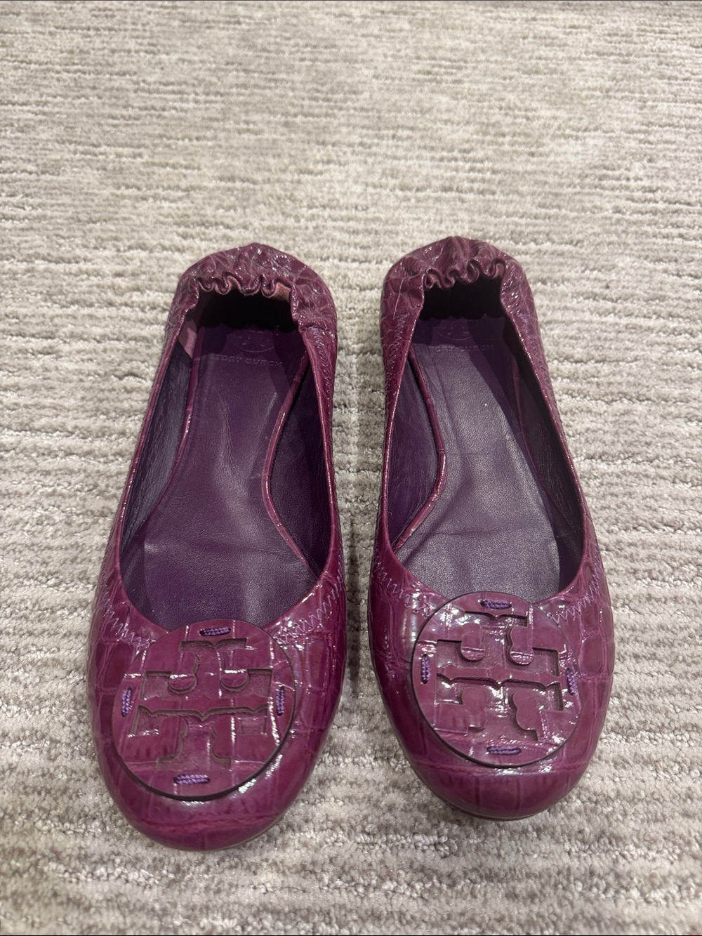 Tory Burch Purple Croc-Embossed Ballet Flats – Size 10.5